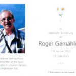 Sterbebild Roger Gemähling
